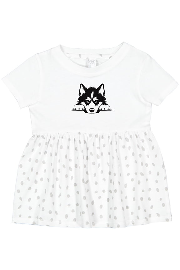 Peeking Siberian Husky Girls Baby Dress
