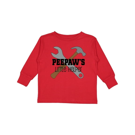 Inktastic Peepaw Grandpa's Little Helper Boys Long Sleeve Toddler T-Shirt