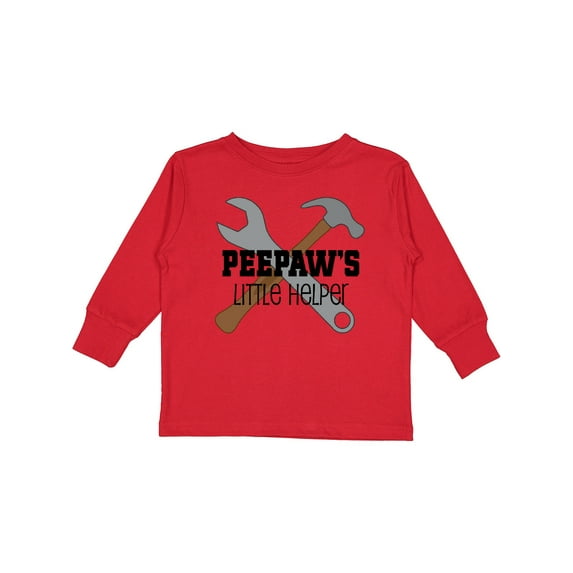 Inktastic Peepaw Grandpa's Little Helper Boys Long Sleeve Toddler T-Shirt