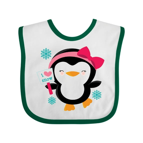 Inktastic Penguin Girl Snowflakes Girls Baby Bib