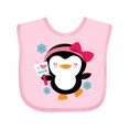thumbnail image 1 of Inktastic Penguin Girl Snowflakes Girls Baby Bib, 1 of 4