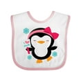 thumbnail image 1 of Inktastic Penguin Girl Snowflakes Girls Baby Bib, 1 of 4