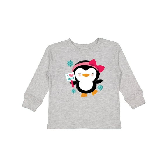 Inktastic Penguin Girl Snowflakes Girls Long Sleeve Toddler T-Shirt