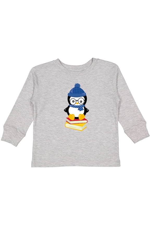 Penguin Going to School, Cute Penguin, Books, Hat Boys or Girls Long Sleeve Toddler T-Shirt