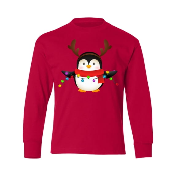 Inktastic Penguin Xmas Long Sleeve Youth T-Shirt