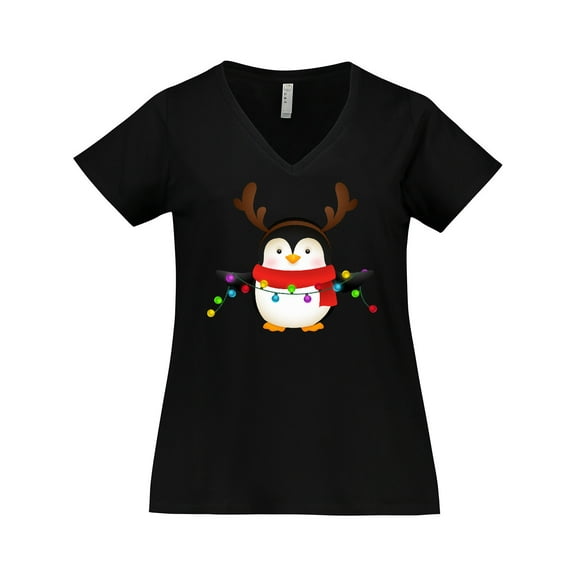 Inktastic Penguin Xmas Women's Plus Size V-Neck T-Shirt