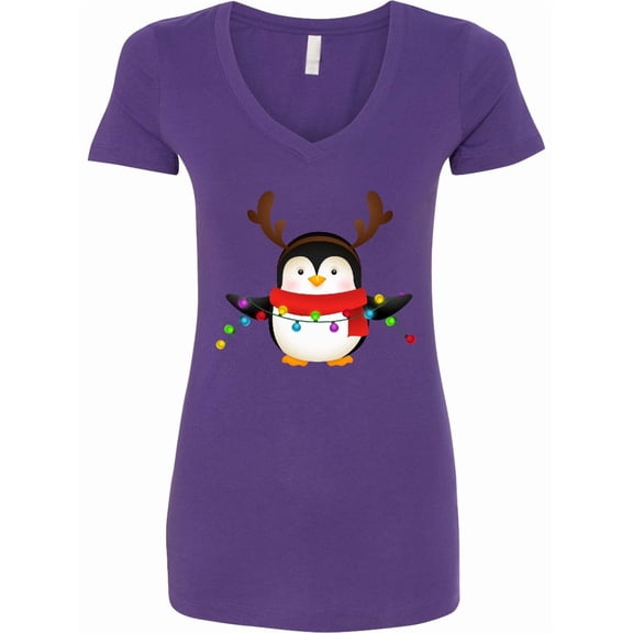 Inktastic Penguin Xmas Women's V-Neck T-Shirt