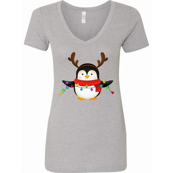 Inktastic Penguin Xmas Women's V-Neck T-Shirt
