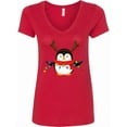 thumbnail image 1 of Inktastic Penguin Xmas Women's V-Neck T-Shirt, 1 of 5