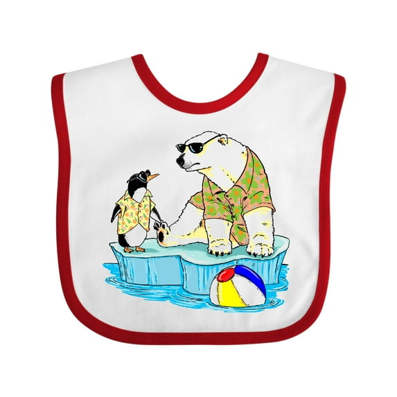 Inktastic Penguin and Polar Bear Iceberg Beach Bums Boys or Girls Baby Bib