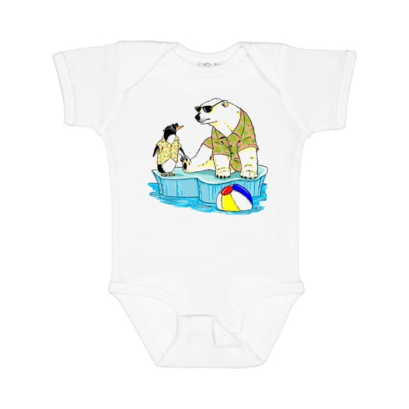 Inktastic Penguin and Polar Bear Iceberg Beach Bums Boys or Girls Baby Bodysuit