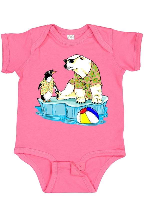 Penguin and Polar Bear Iceberg Beach Bums Boys or Girls Baby Bodysuit