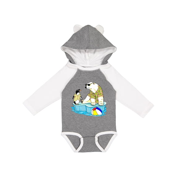 Inktastic Penguin and Polar Bear Iceberg Beach Bums Boys or Girls Long Sleeve Baby Bodysuit