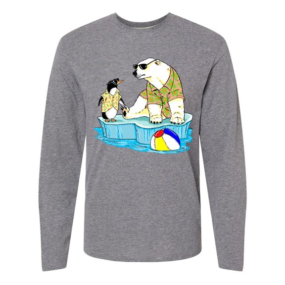 Inktastic Penguin and Polar Bear Iceberg Beach Bums Long Sleeve T-Shirt