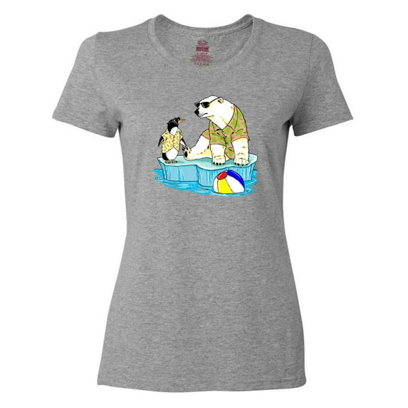 Inktastic Penguin and Polar Bear Iceberg Beach Bums Women's T-Shirt
