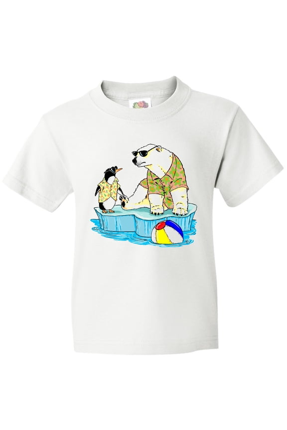 Penguin and Polar Bear Iceberg Beach Bums Youth T-Shirt