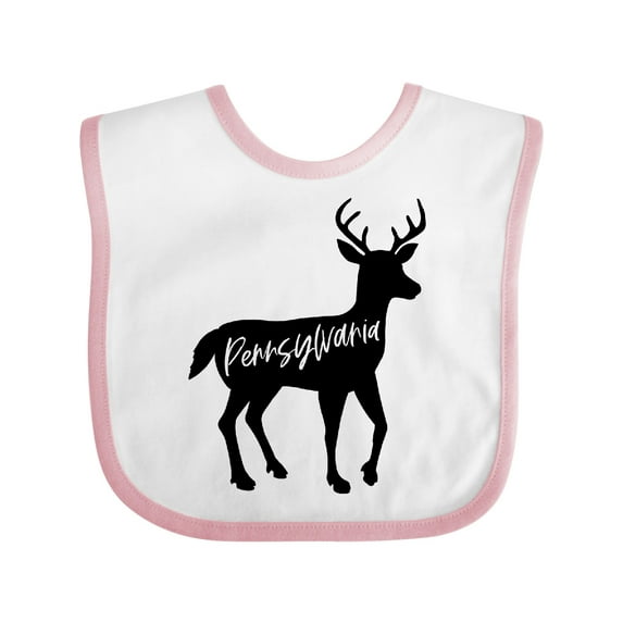 Inktastic Pennsylvania Black Deer Silhouette Boys or Girls Baby Bib