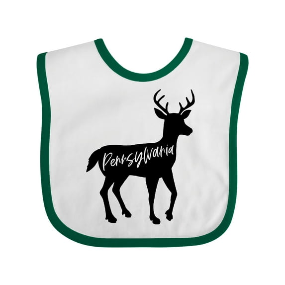 Inktastic Pennsylvania Black Deer Silhouette Boys or Girls Baby Bib