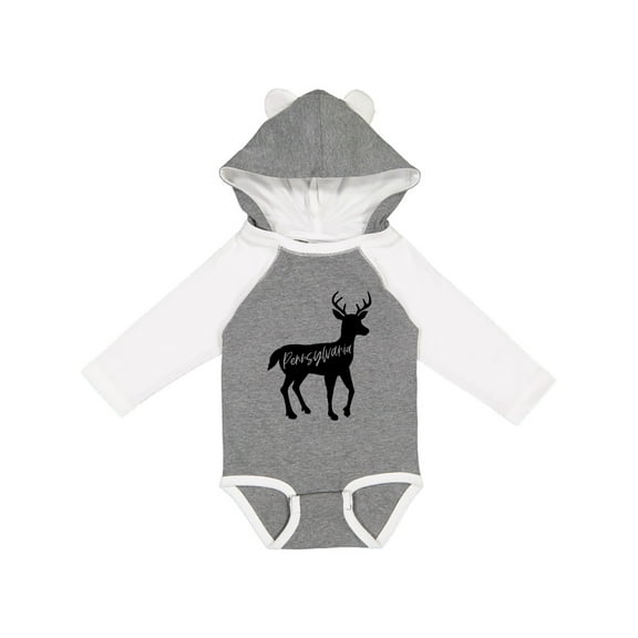 Inktastic Pennsylvania Black Deer Silhouette Boys or Girls Long Sleeve Baby Bodysuit