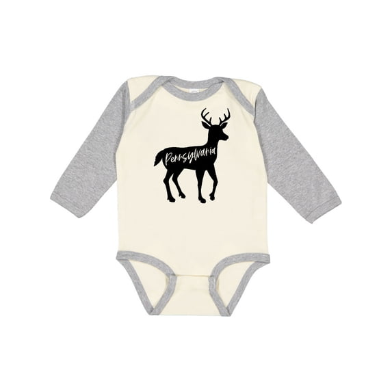 Inktastic Pennsylvania Black Deer Silhouette Boys or Girls Long Sleeve Baby Bodysuit