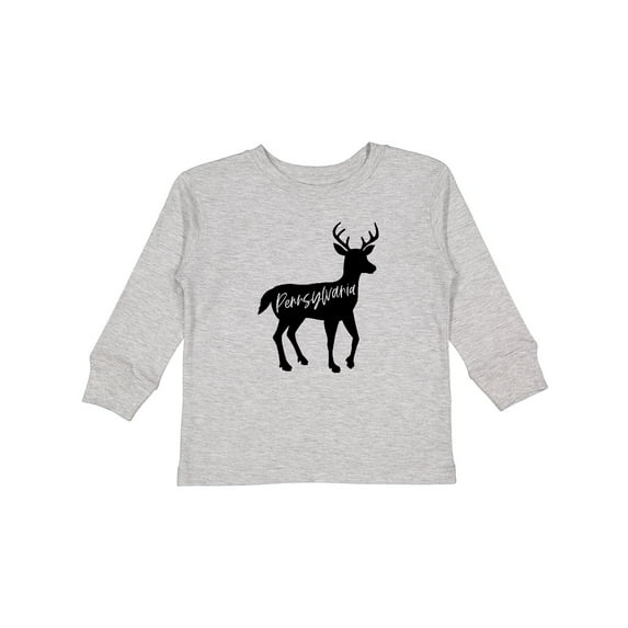 Inktastic Pennsylvania Black Deer Silhouette Boys or Girls Long Sleeve Toddler T-Shirt