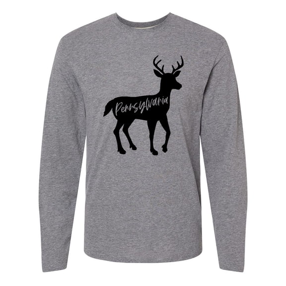 Inktastic Pennsylvania Black Deer Silhouette Long Sleeve T-Shirt