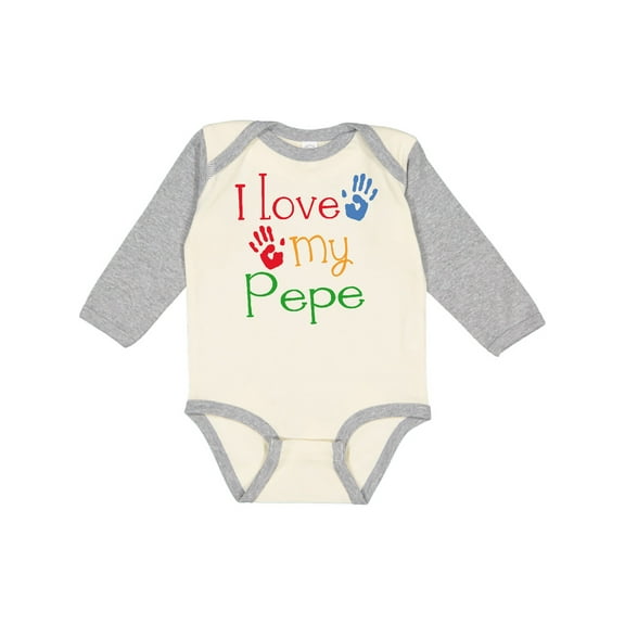 Inktastic Pepe Grandkids Handprints Boys or Girls Long Sleeve Baby Bodysuit
