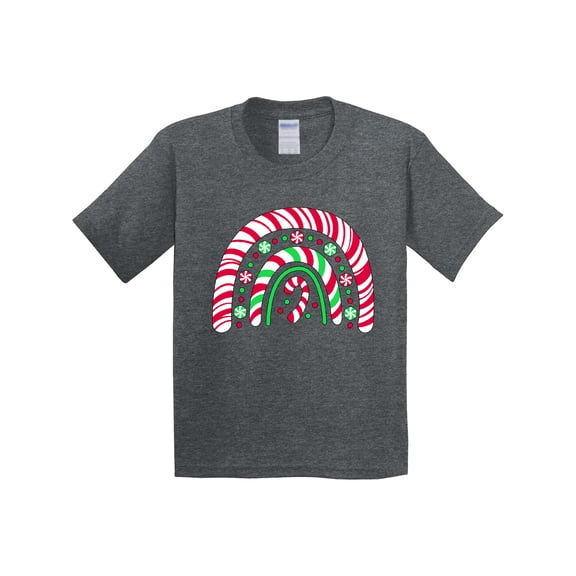 Inktastic Peppermint Rainbow with Candy Cane Youth T-Shirt
