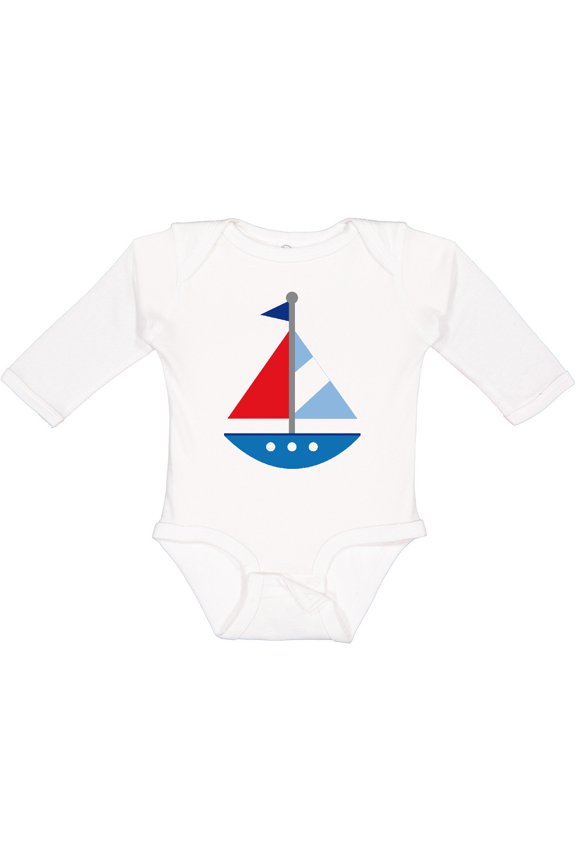 Personalized Sailboat Boys or Girls Long Sleeve Baby Bodysuit