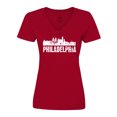 thumbnail image 1 of Inktastic Philadelphia Skyline Grunge Women's V-Neck T-Shirt, 1 of 5