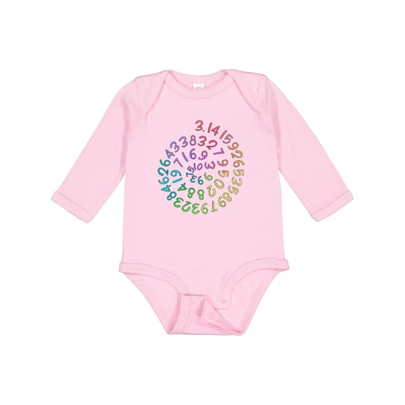 Inktastic Pi Day Pi Numerals in Rainbow Spiral Boys or Girls Long Sleeve Baby Bodysuit