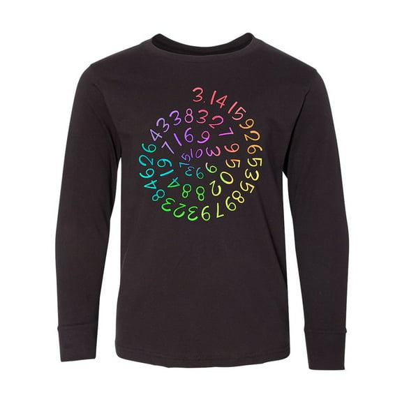 Inktastic Pi Day Pi Numerals in Rainbow Spiral Long Sleeve Youth T-Shirt