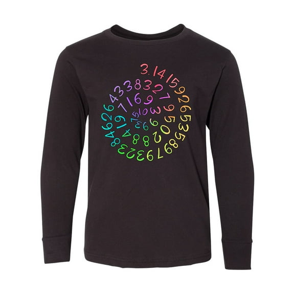 Inktastic Pi Day Pi Numerals in Rainbow Spiral Long Sleeve Youth T-Shirt