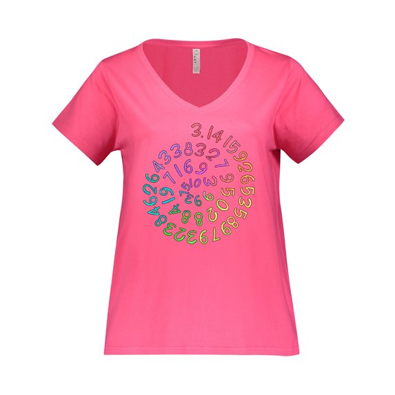 Inktastic Pi Day Pi Numerals in Rainbow Spiral Women's Plus Size V-Neck T-Shirt