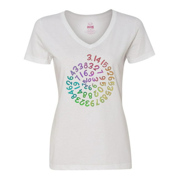 Inktastic Pi Day Pi Numerals in Rainbow Spiral Women's V-Neck T-Shirt