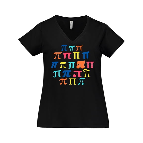 Inktastic Pi Day Pi Symbols in Retro Colors Women's Plus Size V-Neck T-Shirt