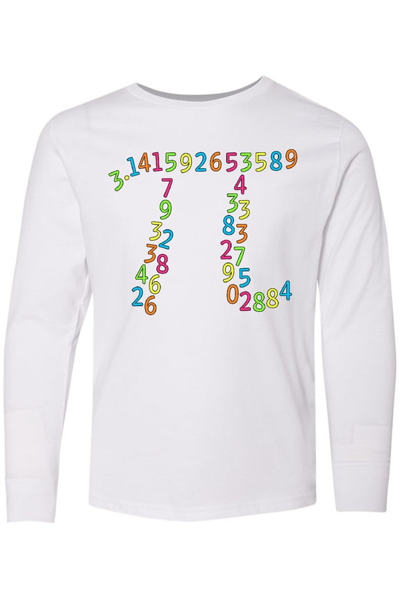 Pi Numbers in Pi Symbol for Pi Day Long Sleeve Youth T-Shirt
