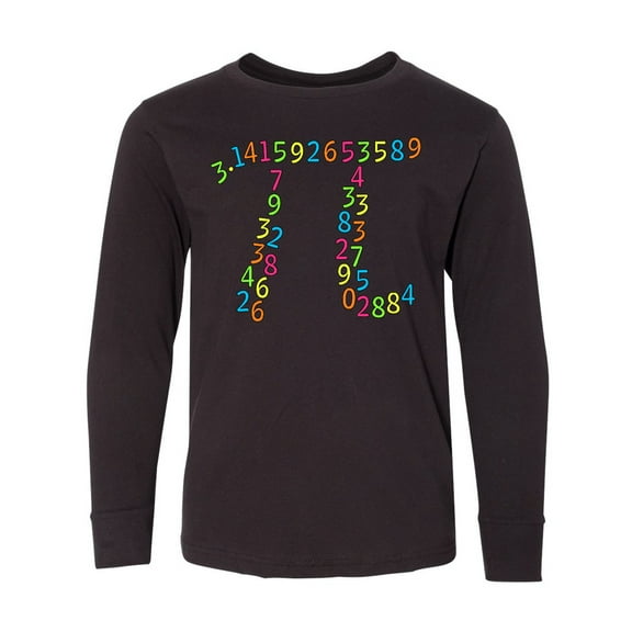 Inktastic Pi Numbers in Pi Symbol for Pi Day Long Sleeve Youth T-Shirt