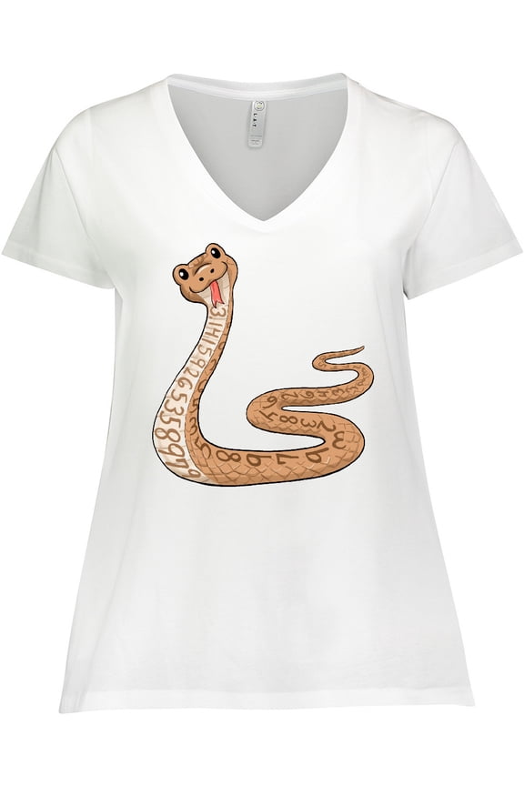 Pi-thon Pi Day Python Pun Snake Women's Plus Size V-Neck T-Shirt