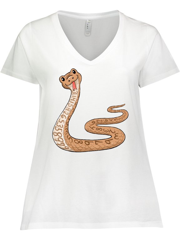 Pi-thon Pi Day Python Pun Snake Women's Plus Size V-Neck T-Shirt