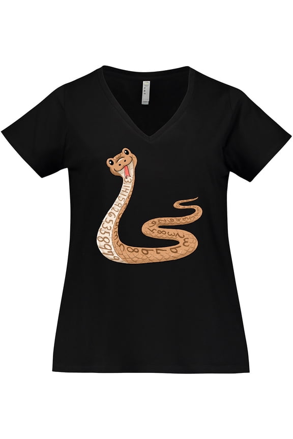 Pi-thon Pi Day Python Pun Snake Women's Plus Size V-Neck T-Shirt