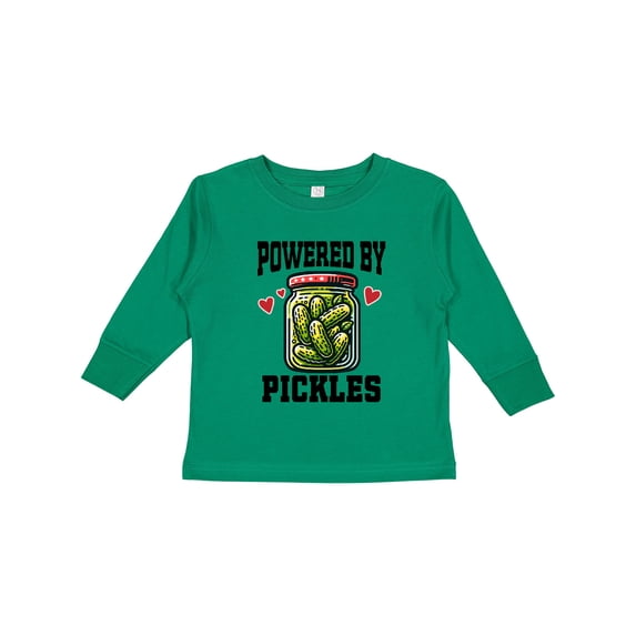 Inktastic Pickle Lover Funny Powered by Pickles Boys or Girls Long Sleeve Toddler T-Shirt