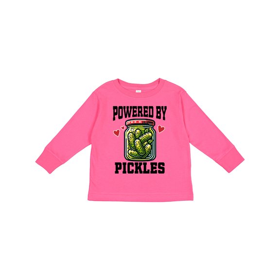 Inktastic Pickle Lover Funny Powered by Pickles Boys or Girls Long Sleeve Toddler T-Shirt