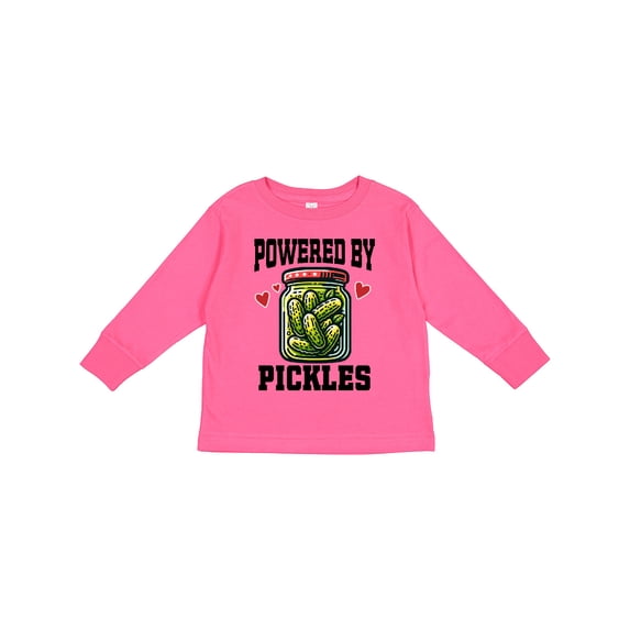 Inktastic Pickle Lover Funny Powered by Pickles Boys or Girls Long Sleeve Toddler T-Shirt
