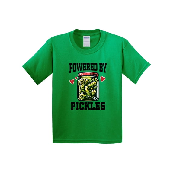 Inktastic Pickle Lover Funny Powered by Pickles Youth T-Shirt