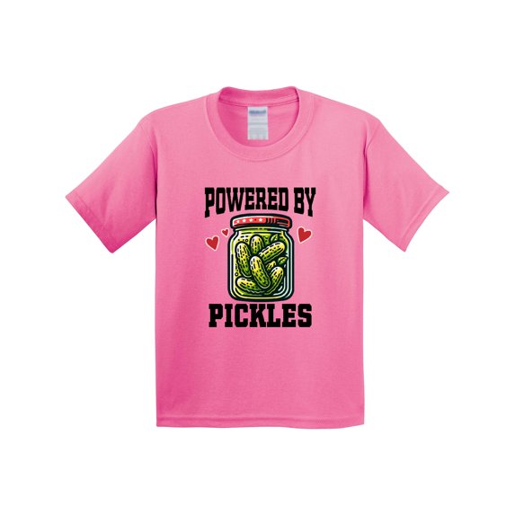 Inktastic Pickle Lover Funny Powered by Pickles Youth T-Shirt