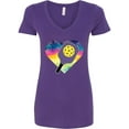 thumbnail image 1 of Inktastic Pickleball Lover Paddle Ball Retro Heart Women's V-Neck T-Shirt, 1 of 5