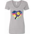 thumbnail image 1 of Inktastic Pickleball Lover Paddle Ball Retro Heart Women's V-Neck T-Shirt, 1 of 5