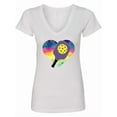 thumbnail image 1 of Inktastic Pickleball Lover Paddle Ball Retro Heart Women's V-Neck T-Shirt, 1 of 5