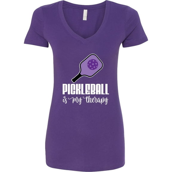 Inktastic Pickleball is My Therapy Funny Women's V-Neck T-Shirt
